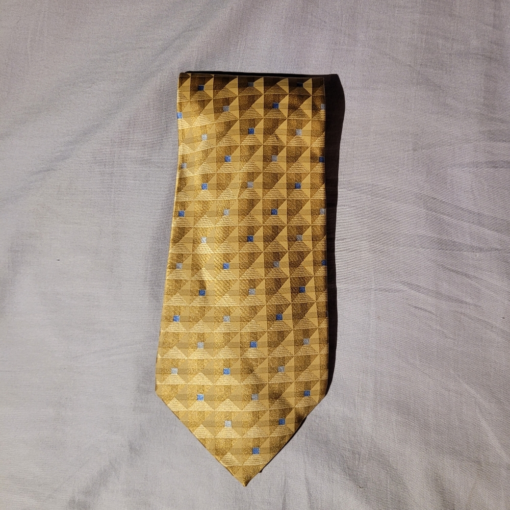 Mens Neck Tie, Golden Yellow and Blue